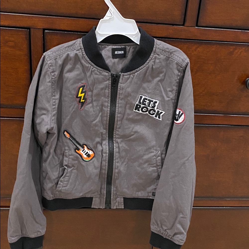 Hudson “Let’s Rock” full zip Bomber jacket Size 7